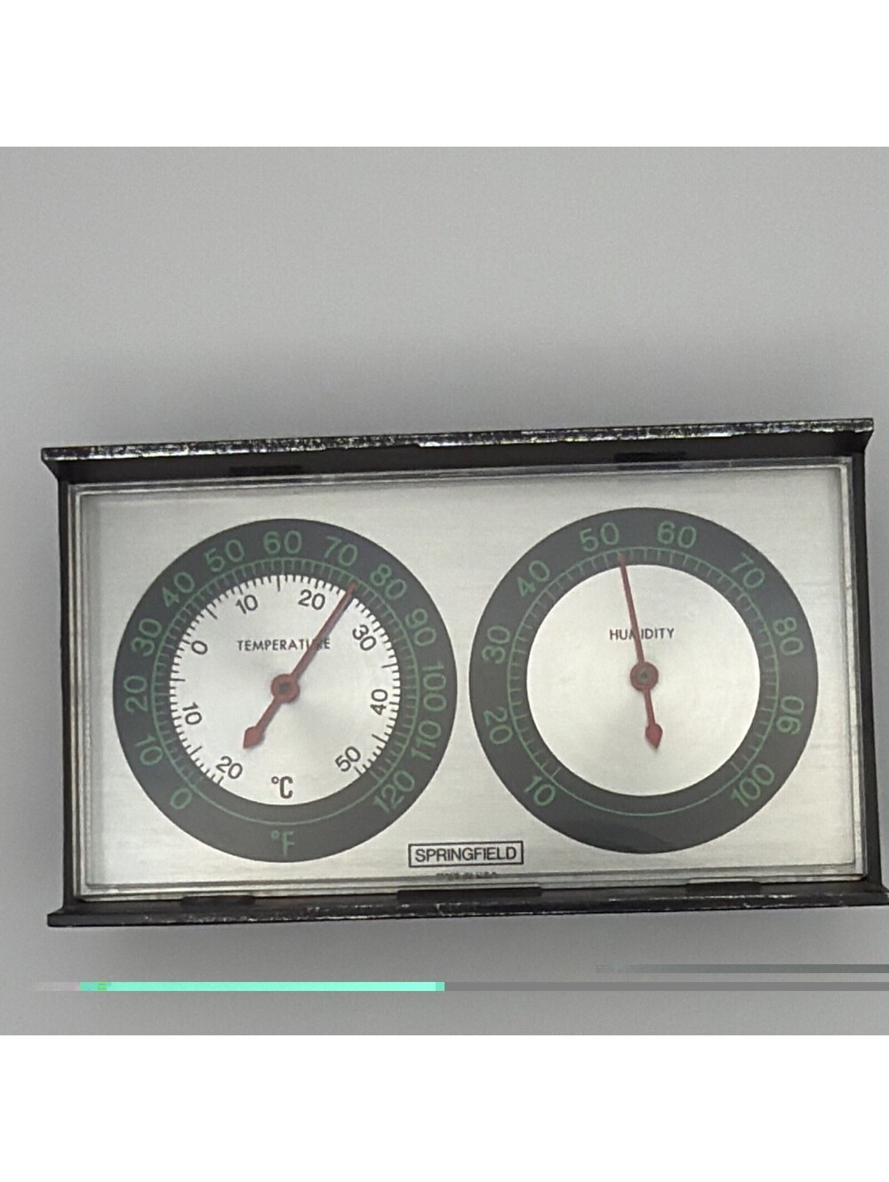Springfield Analog Desk Weather Station Temp & Humidity Hygrometer WORKS!!